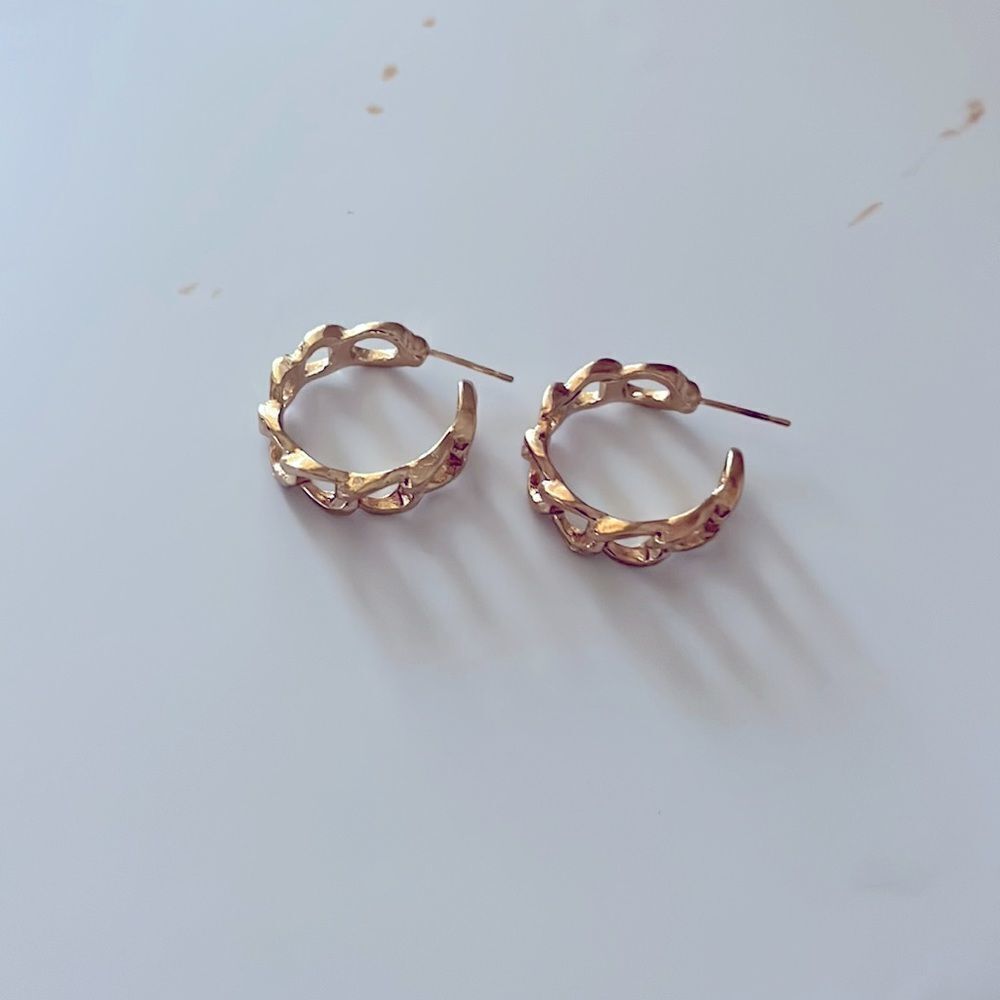 Gold Chain Cuff Hoop Earrings